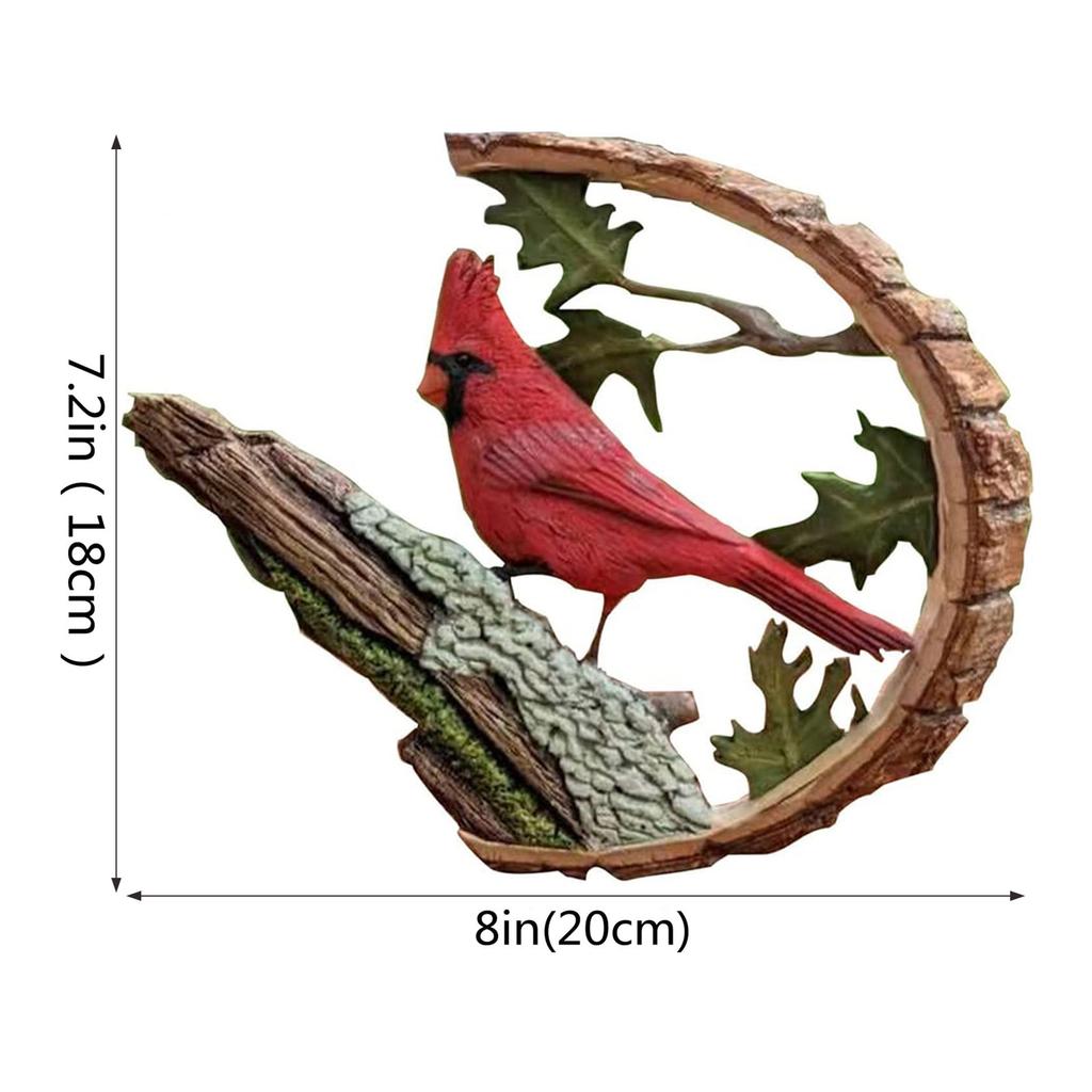 Cardinal Resin Statue Imitation Wood Carving Ornament Handmade Unique Art Carving Work Statue Decor Small Animal Sculpture