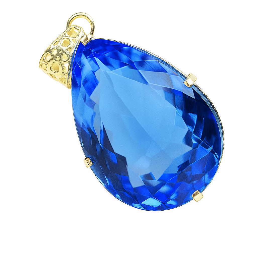 104.95 Ct CERTIFIED Pear 925 Sterling Silver Gemstone Blue Sapphire Pendant AI-85-NS