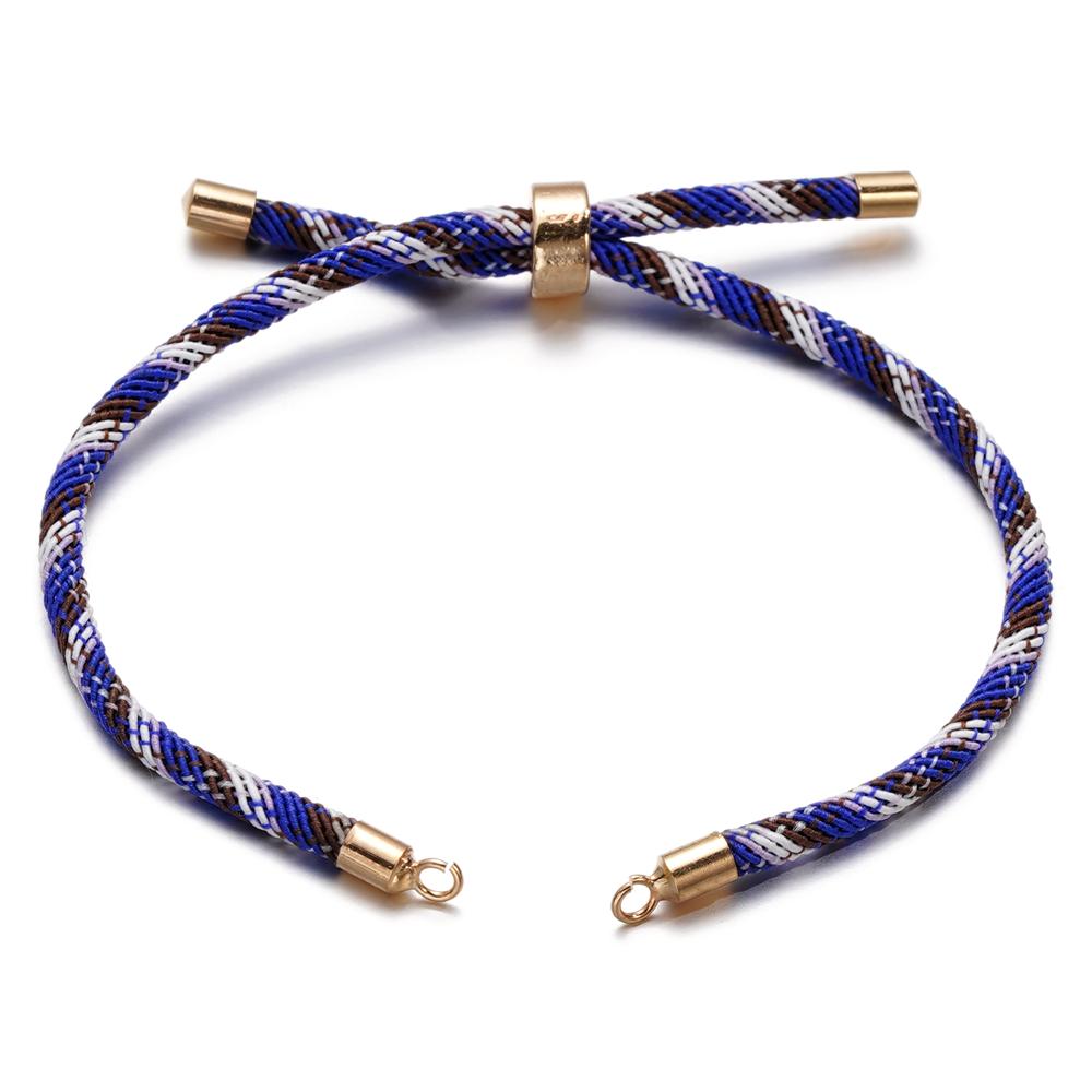 1pc Adjustable Nylon Braided Twisted Cords Slider Friendship Bracelets with Brass Cord End for Jewelry Making DIY Findings
