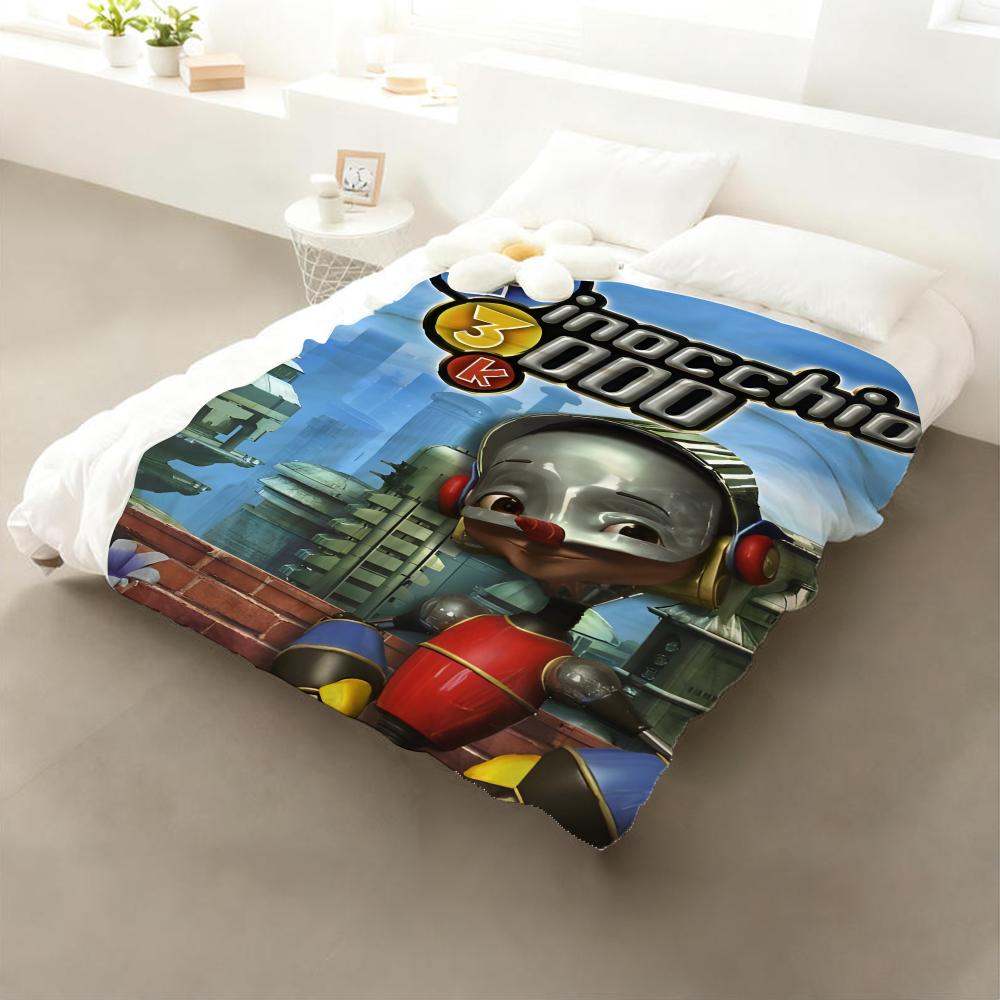 Movie Pinocchio 3000 Throw Flannel Throw Blanket: Soft Kid-Friendly Warm Anti-Static All Season Washable Couch Bed Home