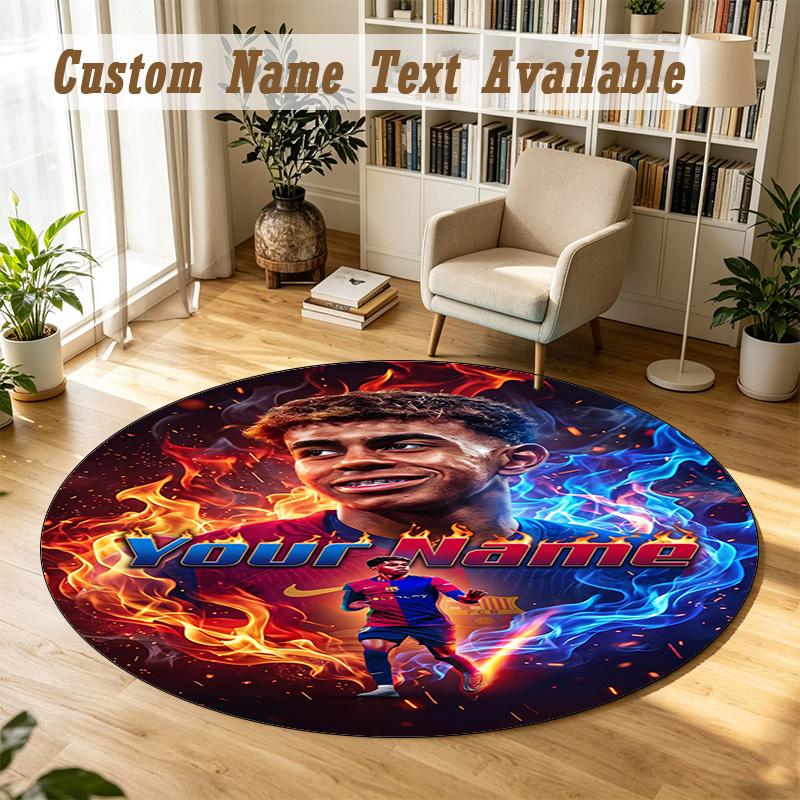 Round Rug Custom NameLamine Yamal Pattern Non Slip Carpet Home Floor Decor