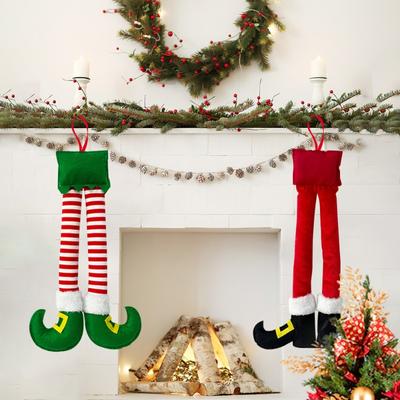 Strisce Natalizie Gambe di Elfo Rosse Decorazione da Appendere all'Albero Gambe per Auto Decorative Camino Decorazioni per Feste di Natale