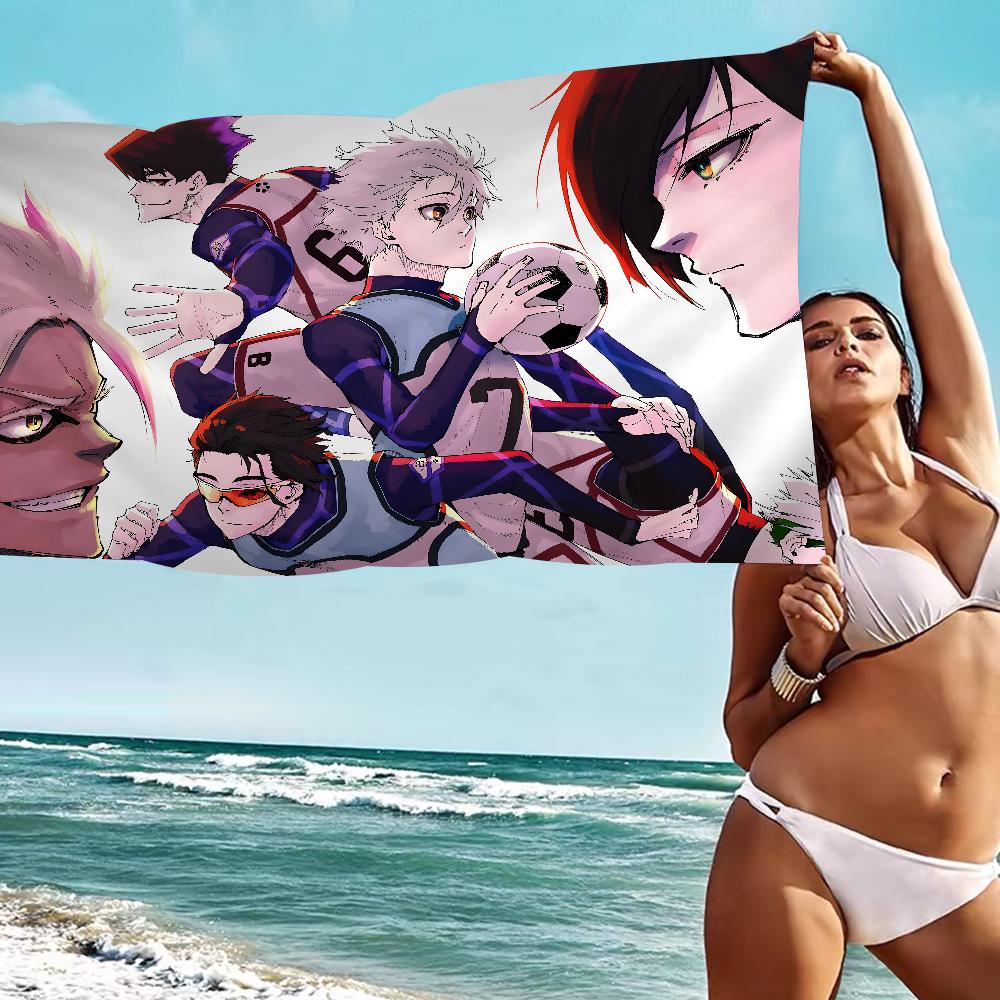 Anime Blue Lock Microfiber Blanket Quick Drying Beach Towels Oversized Printing Super Absorbent Pool Towel Blanket