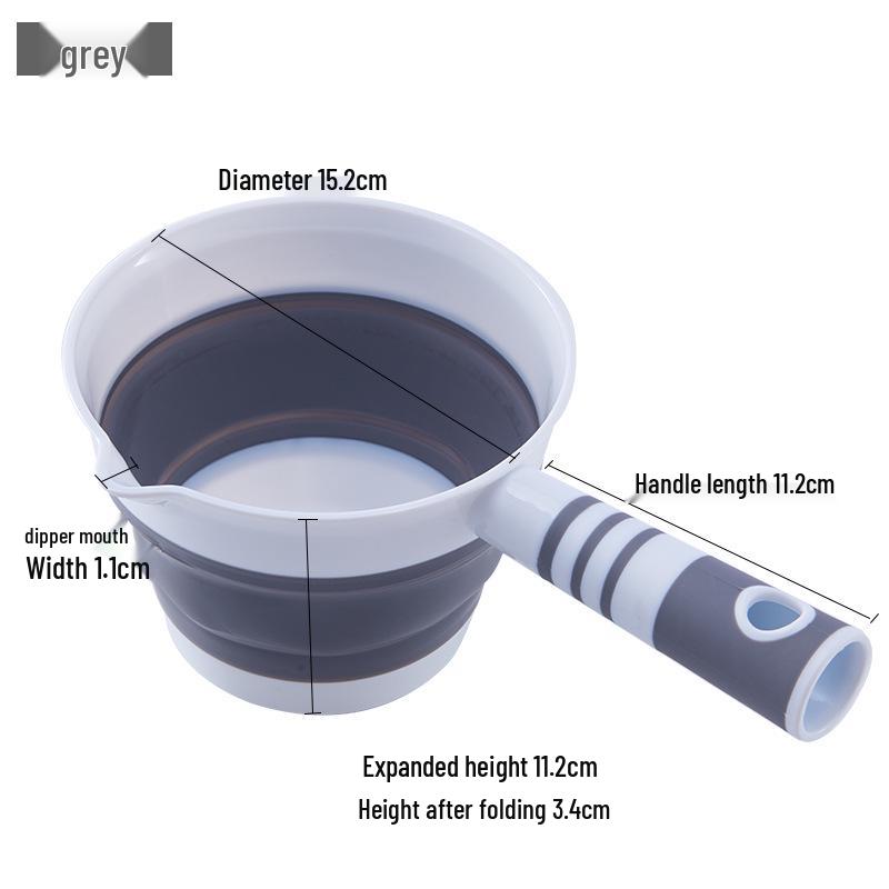 

Portable Folding Water Ladle and Scoop - Multi-Use Long Handle for Kitchen and Bath светло-серый