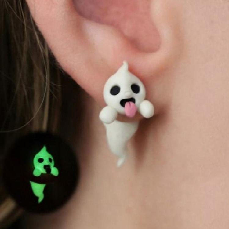 Practical Ghostly Ear Accessories Sturdy Soft Clay Earrings Accessory with Persistent Nighttime Fashion Accessory