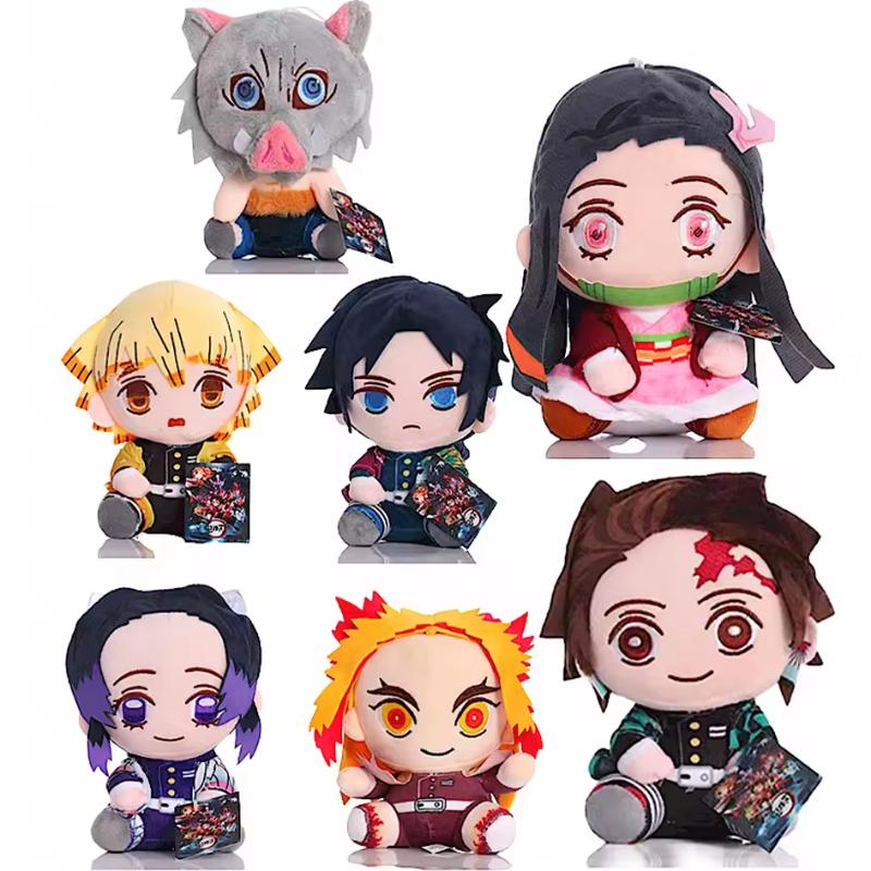 20cm Demon Slayer Plush Toys Giyu Tanjiro Nezuko Zenitsu Soft Dolls Cute Anime Figures Gift For Women