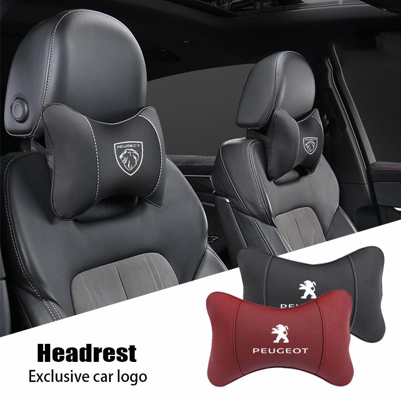 For Peugeot 408 4008 308 3008 5008 508 205 206 207 208 301 307 106 107 1Pcs Car Seat Headrest Auto Logo Neck Pillow Accessories