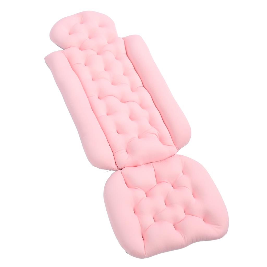 Full Body Bath Pillow Ergonomic Removable Soft Cushioned Bathtub Pillow with Suction Cup for Head Neck Shoulder Support Pink