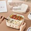 Double Compartment Electric Lunch Box No Water Needed Large Capacity Heating Food Container for Office Workers