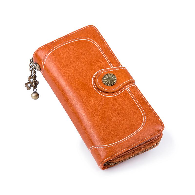 Frauen Brieftasche Vintage Kupplung Hohe Qualität Leder Weibliche Lange Brieftasche Retro Zipper Geldbörse Riemen Geldbörse