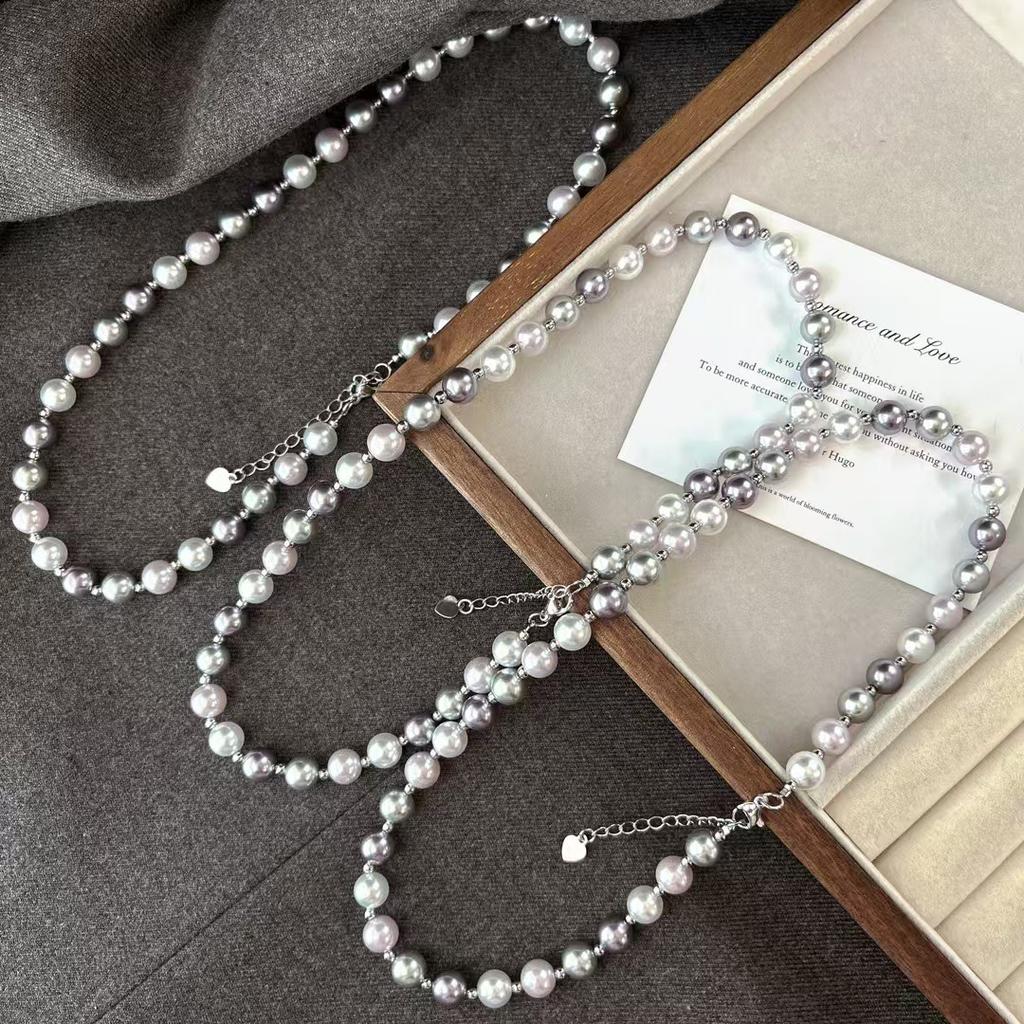 Vintage High-Gloss High-Quality Artificial Imitation Pearl Collarbone Chain Necklace Niche Design Sense