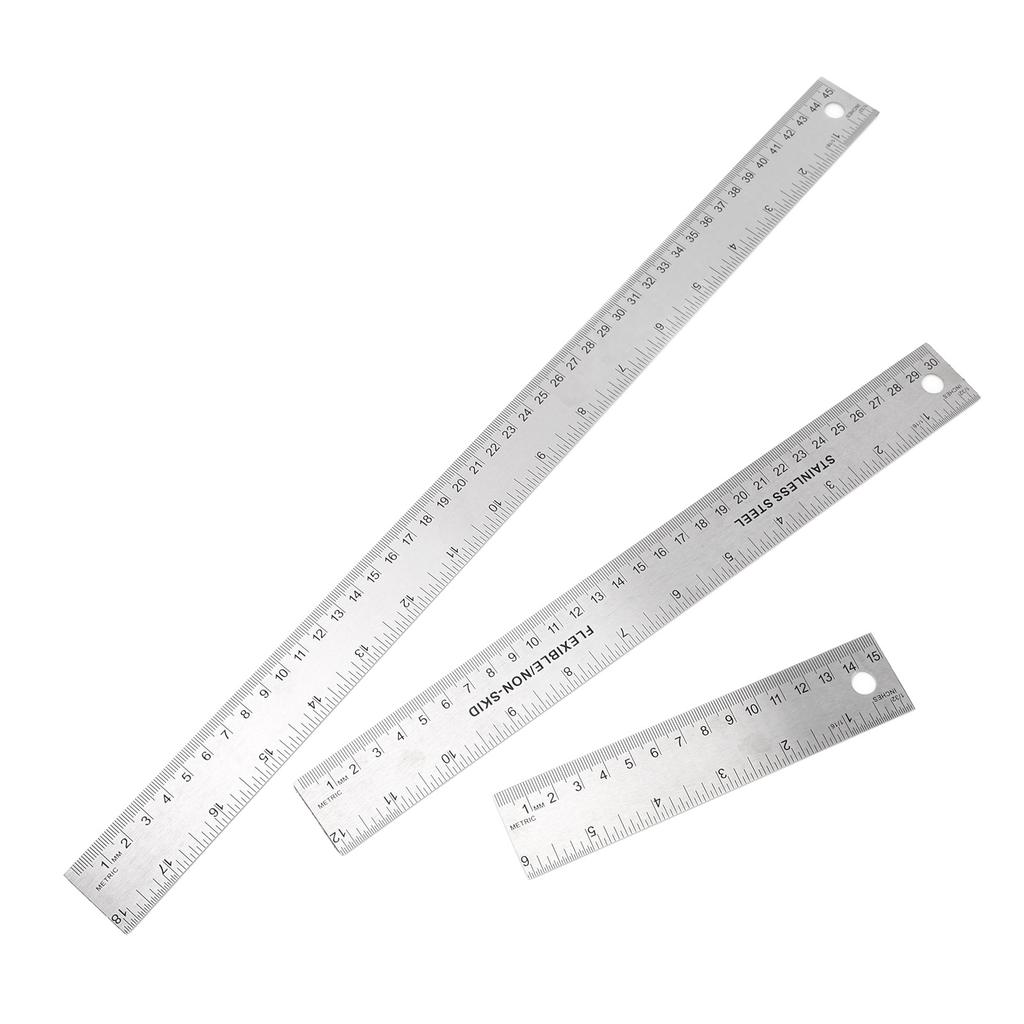 3 Stück Korkrückseite Metalllineal Rutschfest Gerade Messgerät Werkzeug Edelstahllineale mit