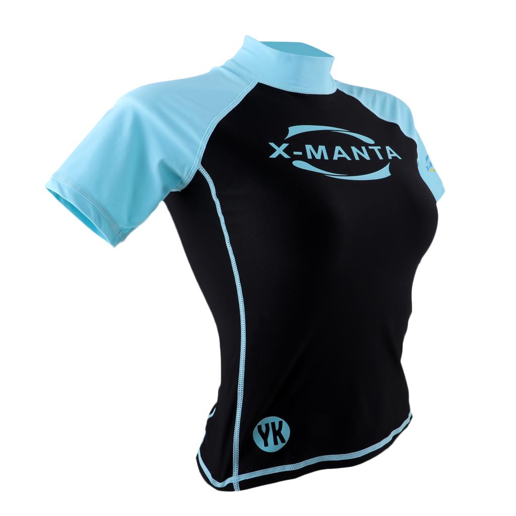 Buy Women Short Sleeve Dive Skin Snorkeling Rash Guard Shirt Pink and ...