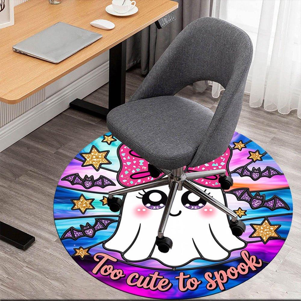 

Too Cute to Spook: Halloween Ghost Sticker DecalRound Non-Slip chair mat chair carpet for office Rugs for Office Decor Gift For Valentine s Day Mother 80cm by 80cm