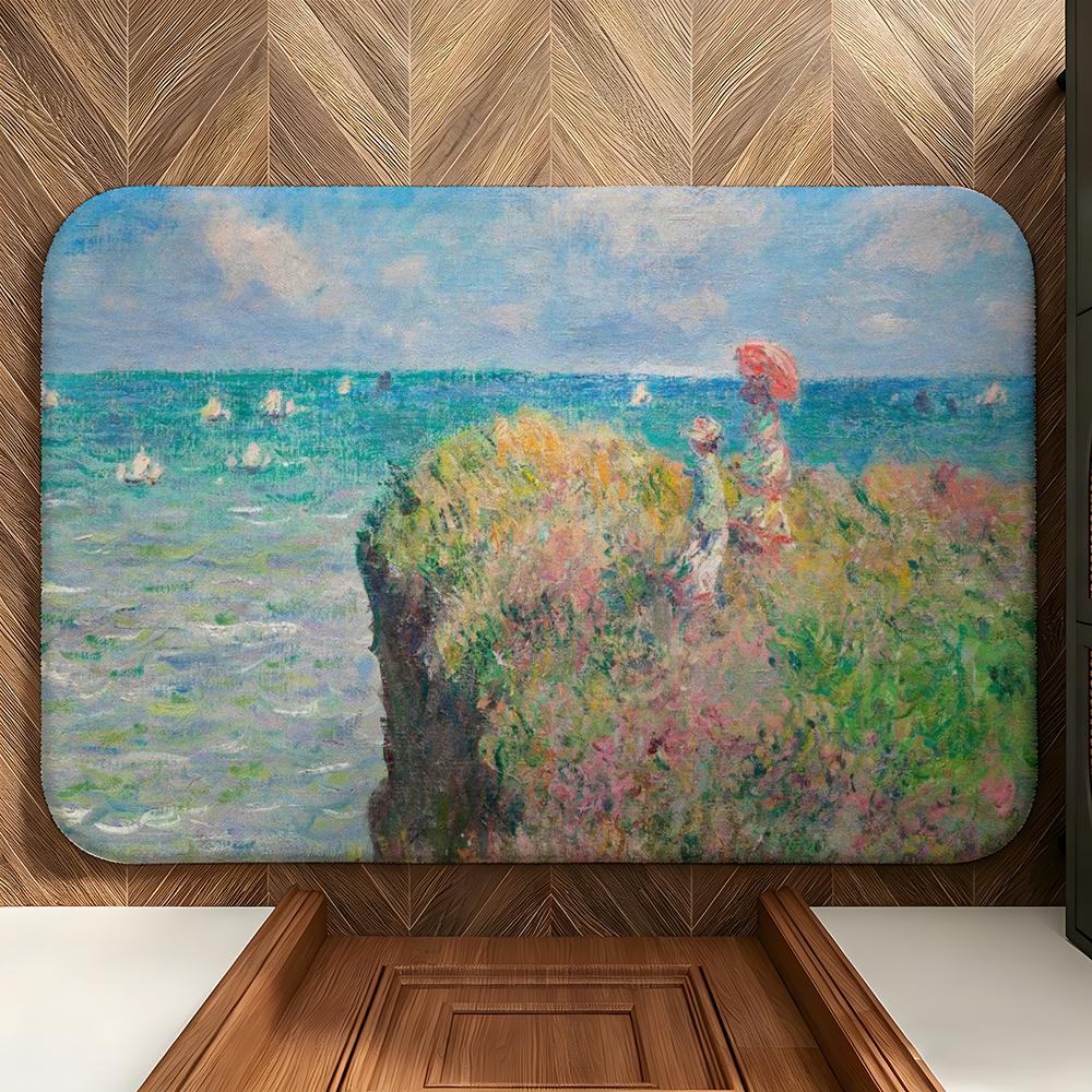 Art Gentle Oil Painting Flowers Floor Mat Soft Flannel Floor Mat  Suitable for Entryways, Living Rooms, Bedrooms, and Bathrooms