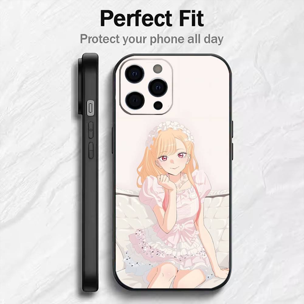 

Cosplay Anime M-Marin Kitagawa Phone Case For iPhone17,16,15,14,13,12 Plus,Max Soft Silicone Black Cover iPhone12PRO
