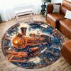 1pc Steam Locomotive Pattern Office Round Rugs, Under Chair Round Rugs for Living Room, Bedroom, Bathroom Decoration Carpet 091855