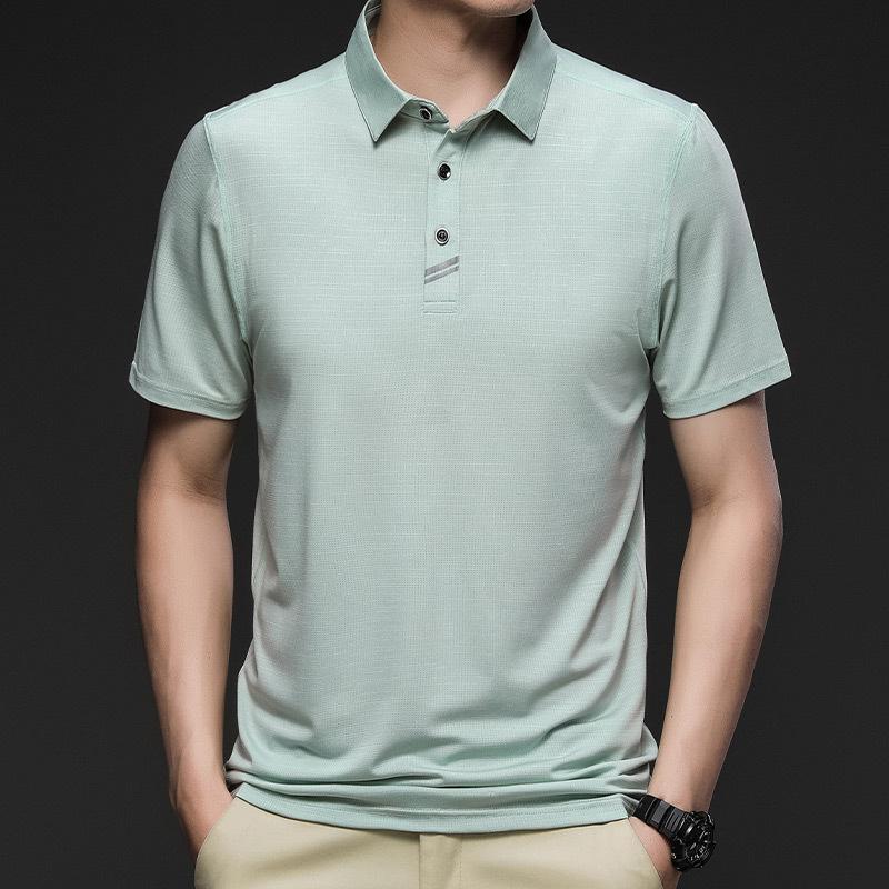 

Сплошная мужская рубашка поло, деловая повседневная свободная дышащая мужская футболка с коротким рукавом XXXL светло-зеленый