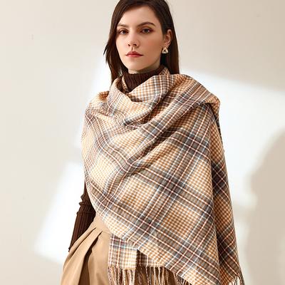 Winter Women's Scarf New Imitation Cashmere Warm Tassel Plaid Scarf Outdoor Windproof Scarf Shawl