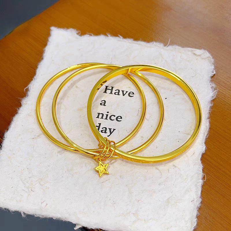 

Three Lives Three Worlds Gold Star Bracelet: Triple Circle Design, Perfect for Weddings and Engagements. Star Bracelet 54