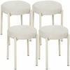 Stackable Stools, Set of 4, Round, Padded Seat, No Backrest, 45 x 45 x 47.5 cm, Cream
