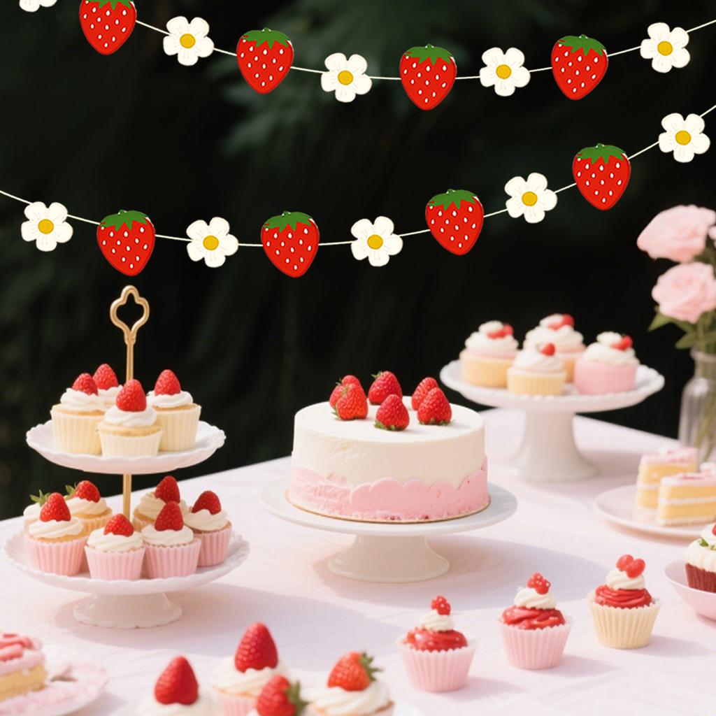 Erdbeer Happy Birthday Papierbanner Erdbeer-Thema Geburtstagsparty Dekoration Kinder Mädchen Happy Birthday Party Zubehör