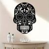 Vintage Sugar Skull Metal Wall Art, Black White Floral Iron Decor, Powder Coated Durable Mural for Living Room Gothic Home, Halloween Christmas Gift