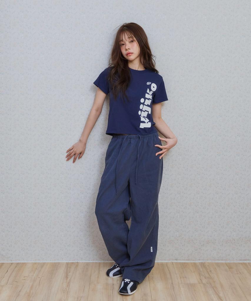 KIJIKO Ke613. Move Pigment Wide Pants Navy