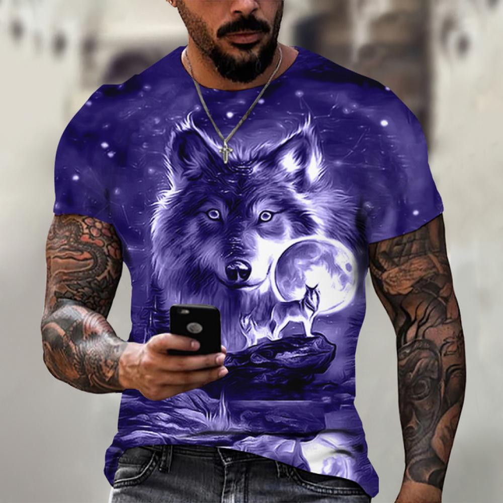 Wolf T Shirt For Mens Animal Print Short Sleeve Top 3D Casual Street Man's T-shirt Oversized Tee Shirt Men Vintage Clothing