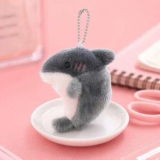 Chaveiro de Pelúcia de Tubarão Fofo, Pingente de Animal de Pelúcia Macio para Bolsa Mochila, Pingente de Chaveiro de Criatura do Oceano Kawaii, Presente para Crianças Meninas