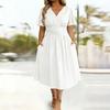 Women Dress Casual V Neck A-Line Maxi Dress Swing Long Dress Plus Size Flowy Beach Sundress for Party Office Daily Wear