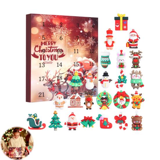 2025 Christmas Advent Calendar 24 Days Countdown Calendar with 24 Pcs Collectible Figures Classic Christmas Dolls Set Holiday Gifts for Boys Girls