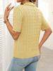 2025 Summer Women's Short Sleeve Lapel Collar V-Neck Cable Knit Pullover Sweater, Casual Chic Knitted Top for Daily & Office Wear