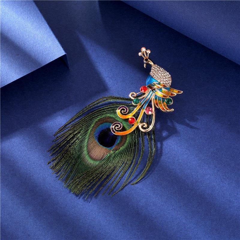 

Вінтажна брошка у вигляді павича з алмазним живописом для ханьфу та ципао