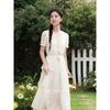 Women's V-Neck Short Sleeve A-Line Maxi Dress