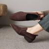 Krazing Pot Sheep Suede Round Toe Med Heels Summer Shoes Solid Big Size 42 Slip on Women Oxford Shoes Shallow Pumps