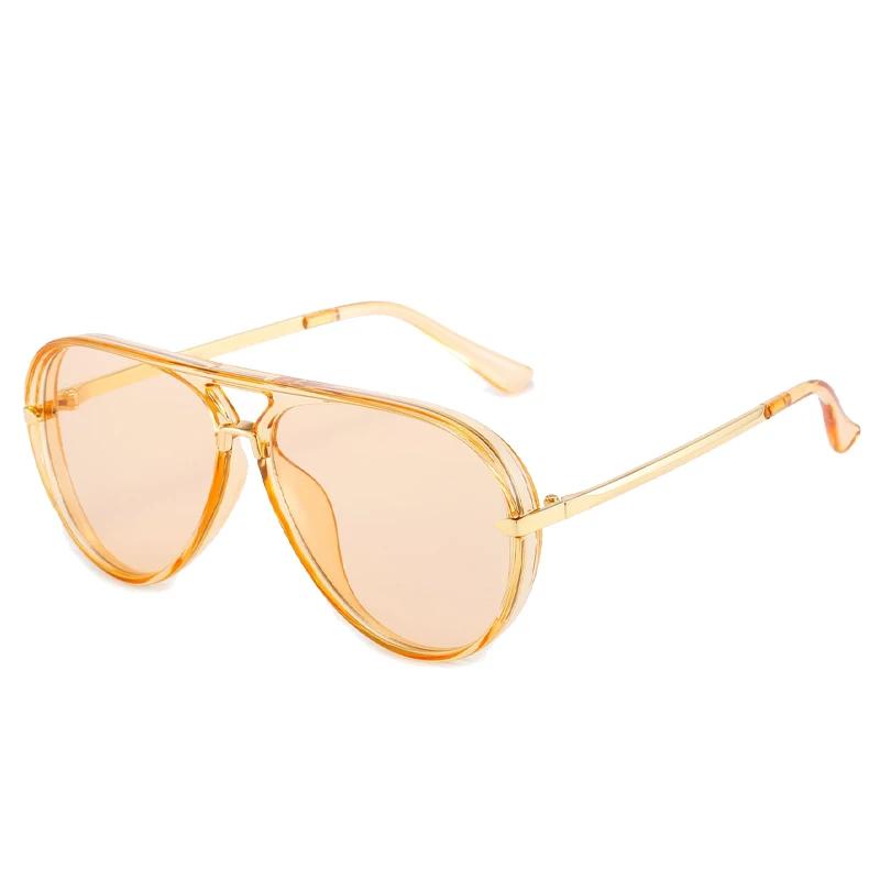 

New Vintage Pilot Sunglasses Women Fashion Double Bridge Candy Color Sun Glasses Trendy Brand Design Korean Style Shades as picture shows