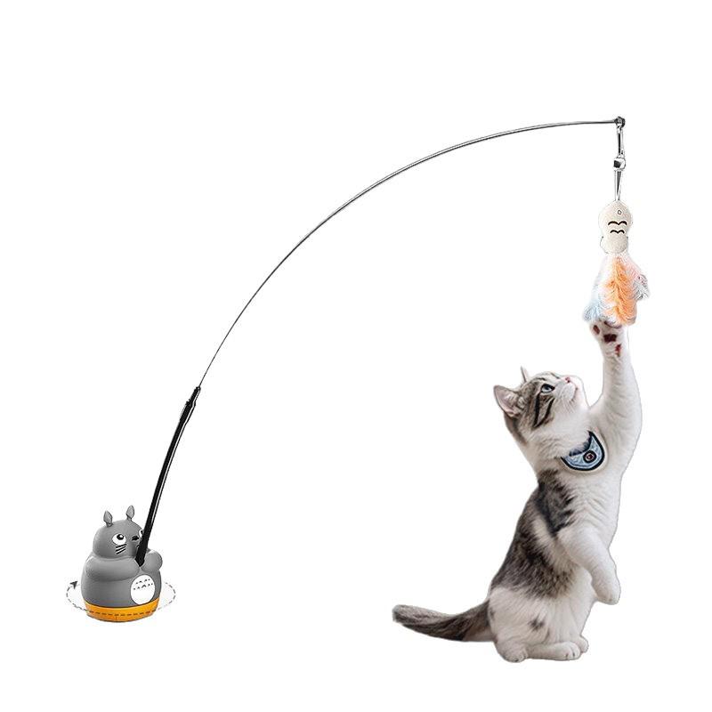 Katzen-Teaser-Zauberstab: Haustierspielzeug mit langem Griff und energiespendender Klingel zur Selbstunterhaltung und gegen Langeweile