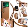 Cartoon Cat Wrist Strap Leather Wallet Phone Case for Xiaomi 17 Pro Max 17Ultra 15Ultra 15 15s 15T Pro 13T 14T Pro Stand Cover