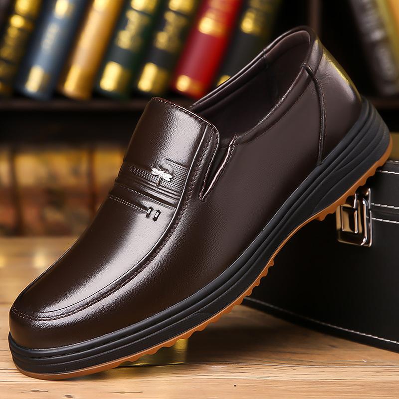 

Мужская кожаная обувь Hy из натуральной кожи, деловая, повседневная, нескользящая, износостойкая, подошва из говяжьих сухожилий, мужская обувь с одной педалью, для среднего и пожилого возраста 44