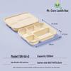 Disposable 5-Compartment Corn Starch Bento Boxes
