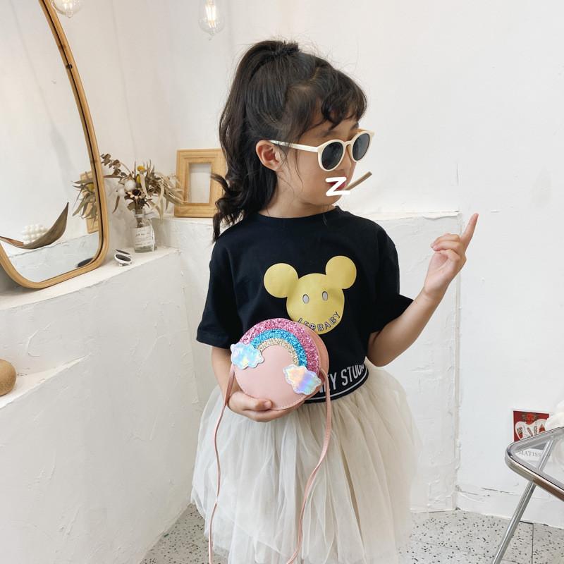 Shoulder Fashion Rainbow Bag Cartoon Kids Purse With Breathable Fabric Use Daily