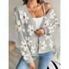 Women S V Neck Knitted Cardigan Floral Pattern Sweater Autumn Winter Outerwear