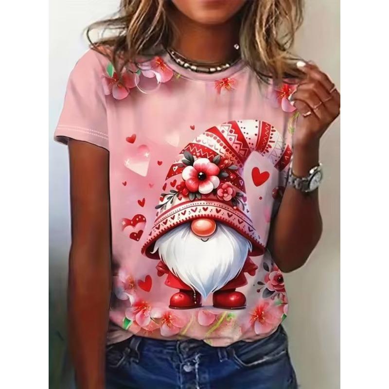 Übergröße Damen T-Shirt Lustiger 3D-Druck Damenbekleidung Mode Sommer Kurzarm Oberteil Lässig O-Ausschnitt T-Shirt Damen Pullover