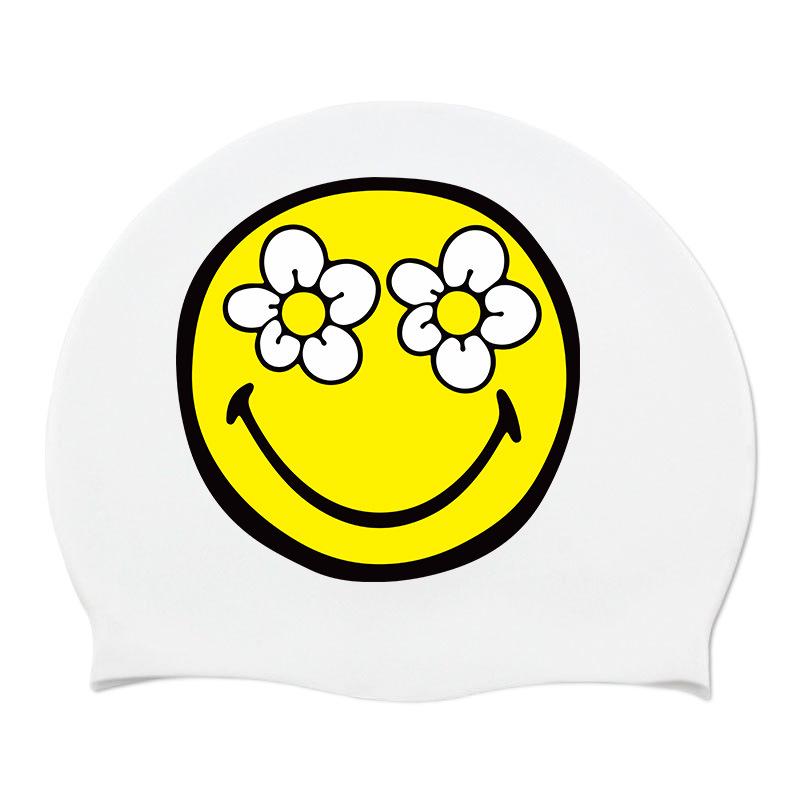 Women's Long Hair Silicone Swim Cap with Racing Pattern for Large Sizes