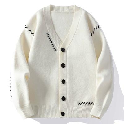 Sonbahar V yakalı hırka kazak erkek kadın sokak giyim gevşek tembel stil kore vintage örgü ceket moda erkek hırka
