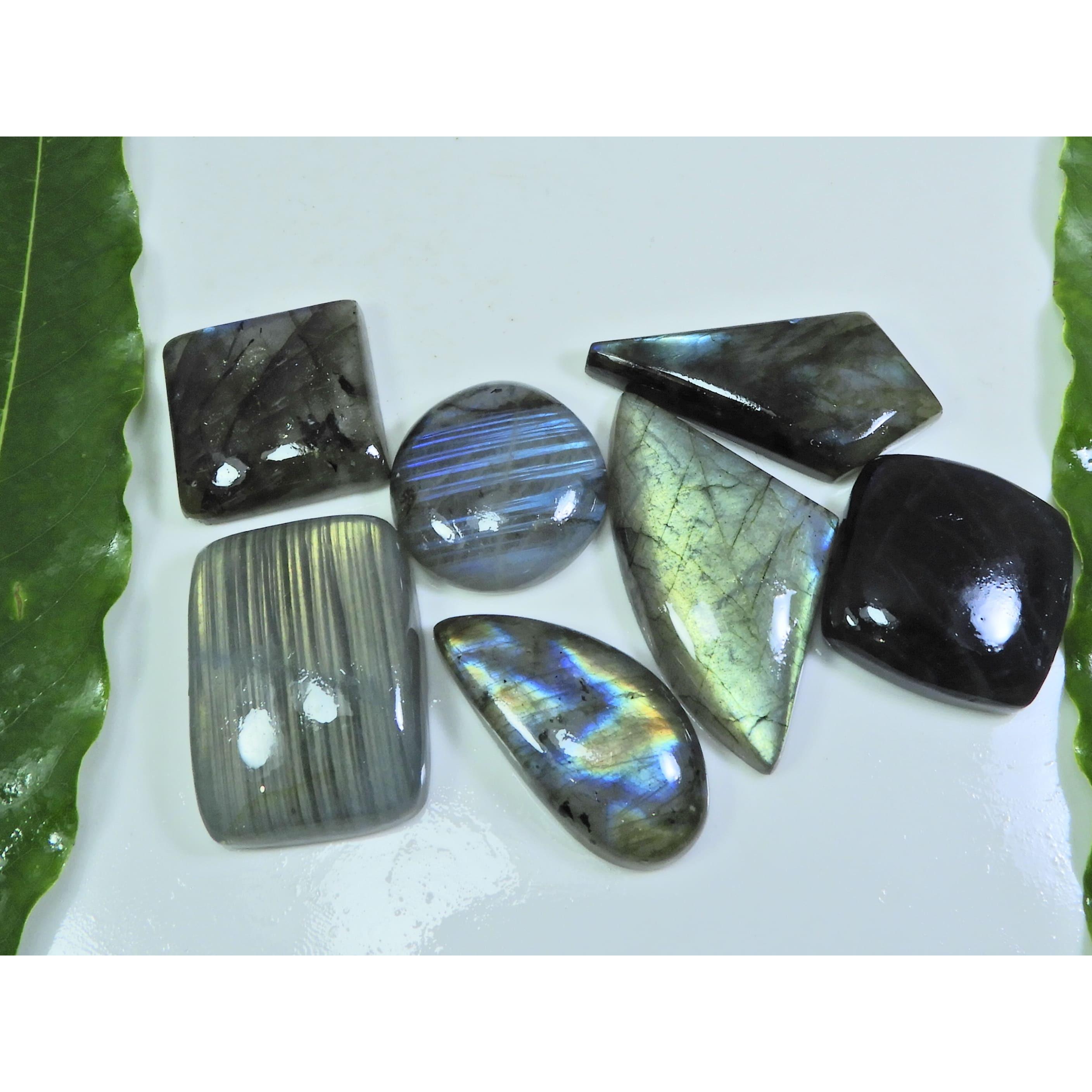 

25X25-25X43MM Natural Multi Labradorite Mix Cabochon Loose Gemstone 7Pcs Lot LL-937