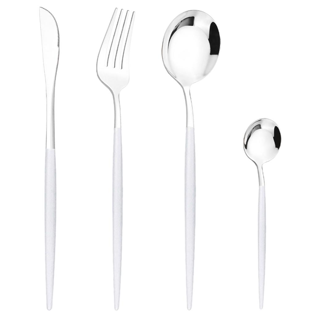 Westliches 4-teiliges Gold-Geschirr-Set, Messer, Gabel, Kaffeelöffel, Besteck, Edelstahl, Geschirr, Besteck, Kiechen-Besteck