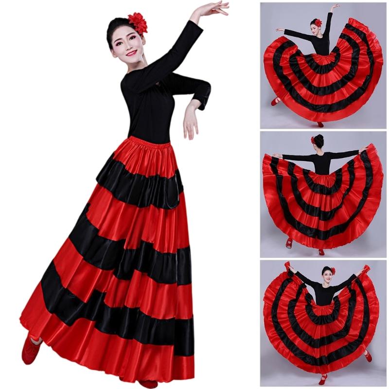 Spanish Bull Dance Skirt Belly Dance Skirt Big Swing Flamenco Skirt Spanish Folk Costume for Mexico Ballet Folklorico