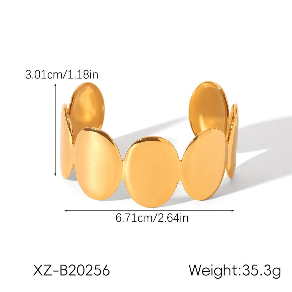 European & American Style Exaggerated Gold Stainless Steel Open Bracelet - High-End Titanium Steel Jewelry